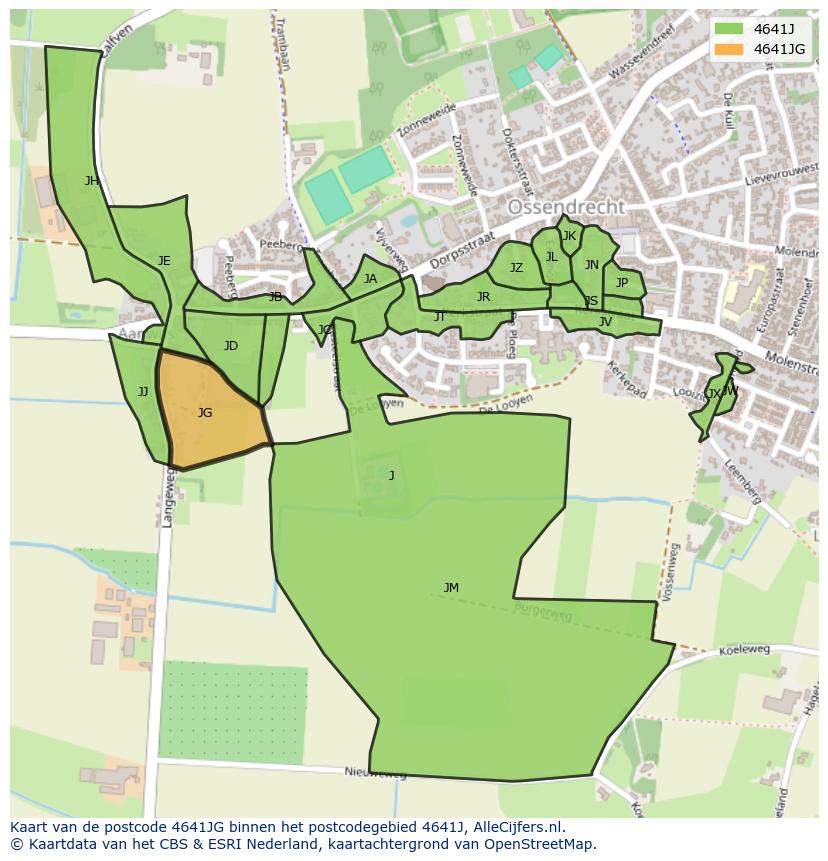 Afbeelding van het postcodegebied 4641 JG op de kaart.