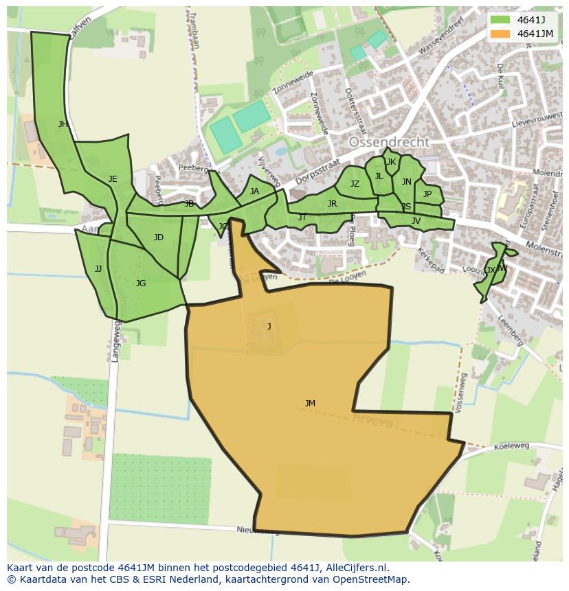 Afbeelding van het postcodegebied 4641 JM op de kaart.