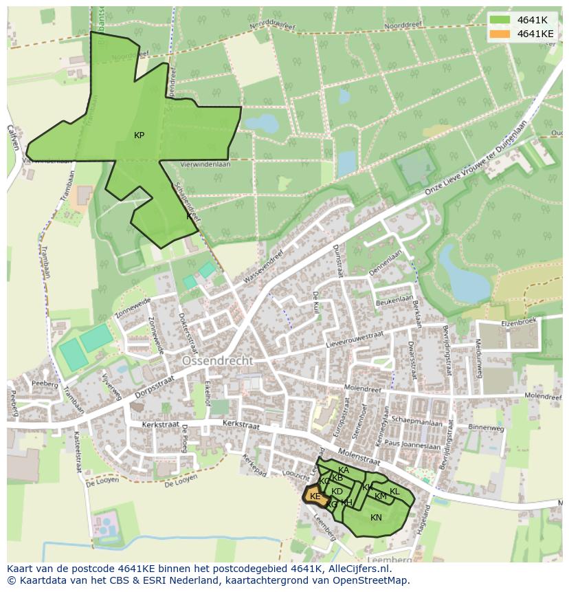 Afbeelding van het postcodegebied 4641 KE op de kaart.