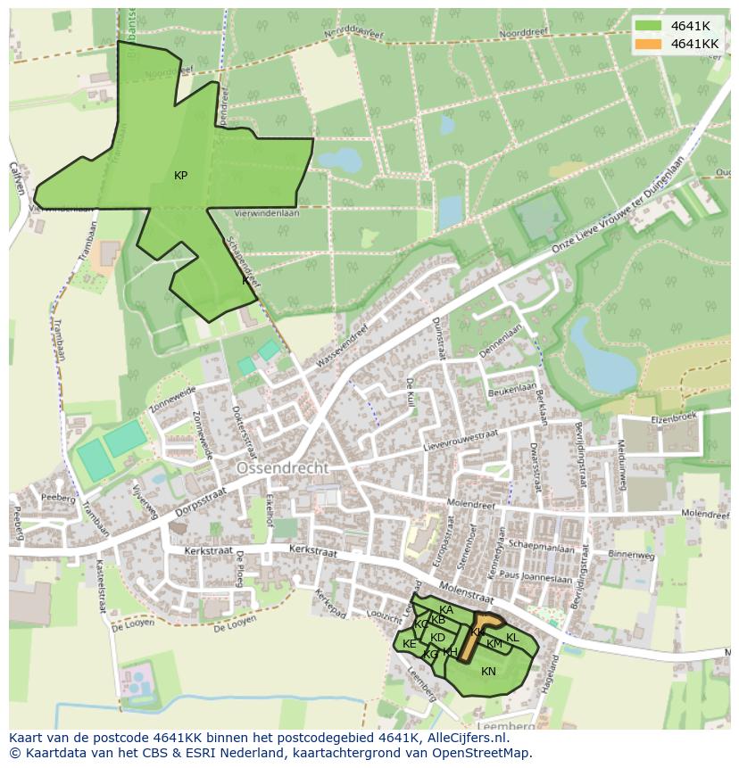 Afbeelding van het postcodegebied 4641 KK op de kaart.