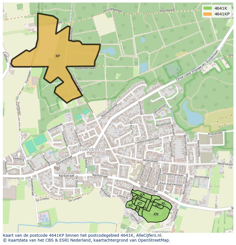 Afbeelding van het postcodegebied 4641 KP op de kaart.