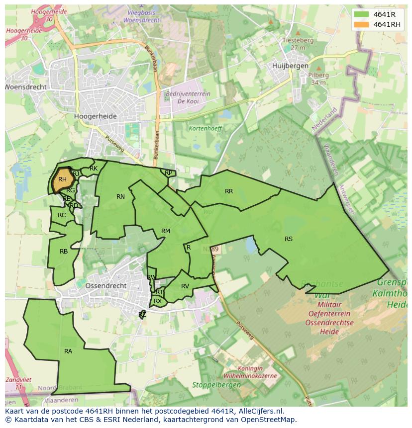 Afbeelding van het postcodegebied 4641 RH op de kaart.