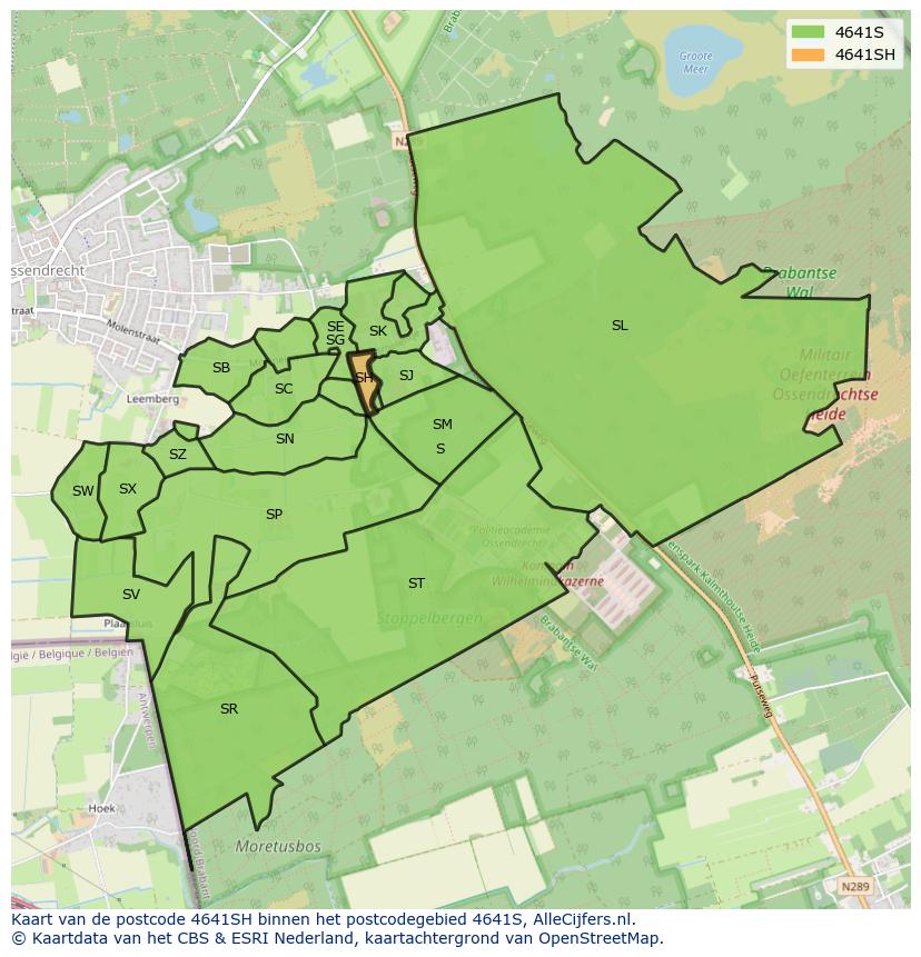Afbeelding van het postcodegebied 4641 SH op de kaart.