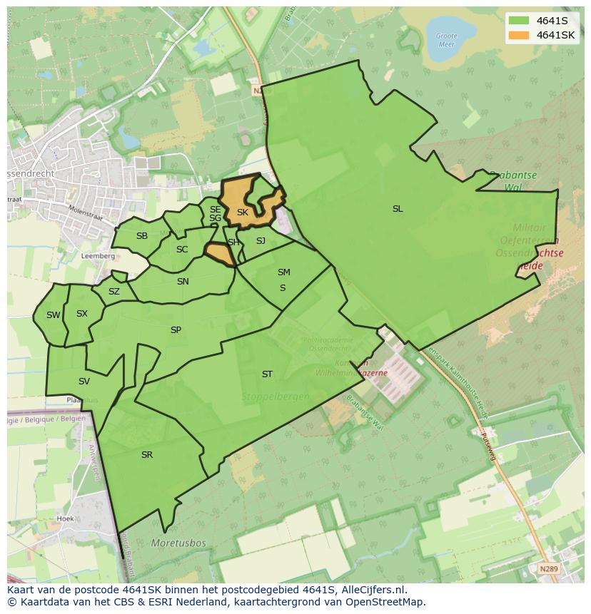 Afbeelding van het postcodegebied 4641 SK op de kaart.