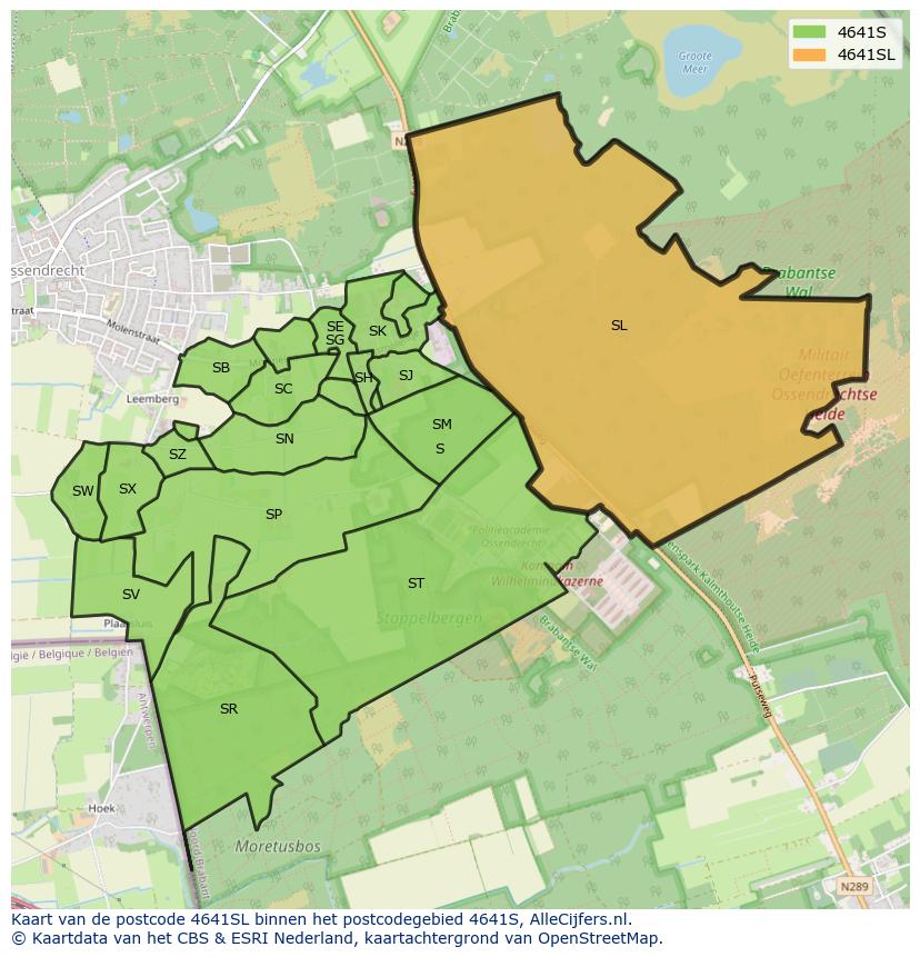 Afbeelding van het postcodegebied 4641 SL op de kaart.