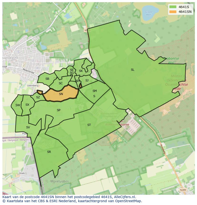 Afbeelding van het postcodegebied 4641 SN op de kaart.