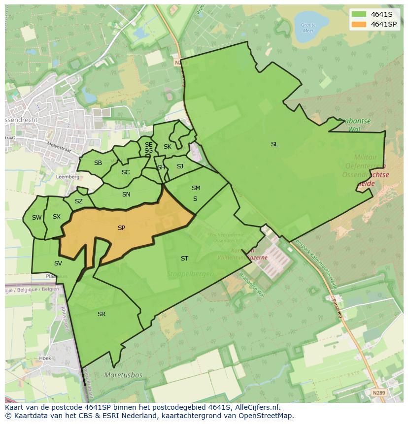 Afbeelding van het postcodegebied 4641 SP op de kaart.