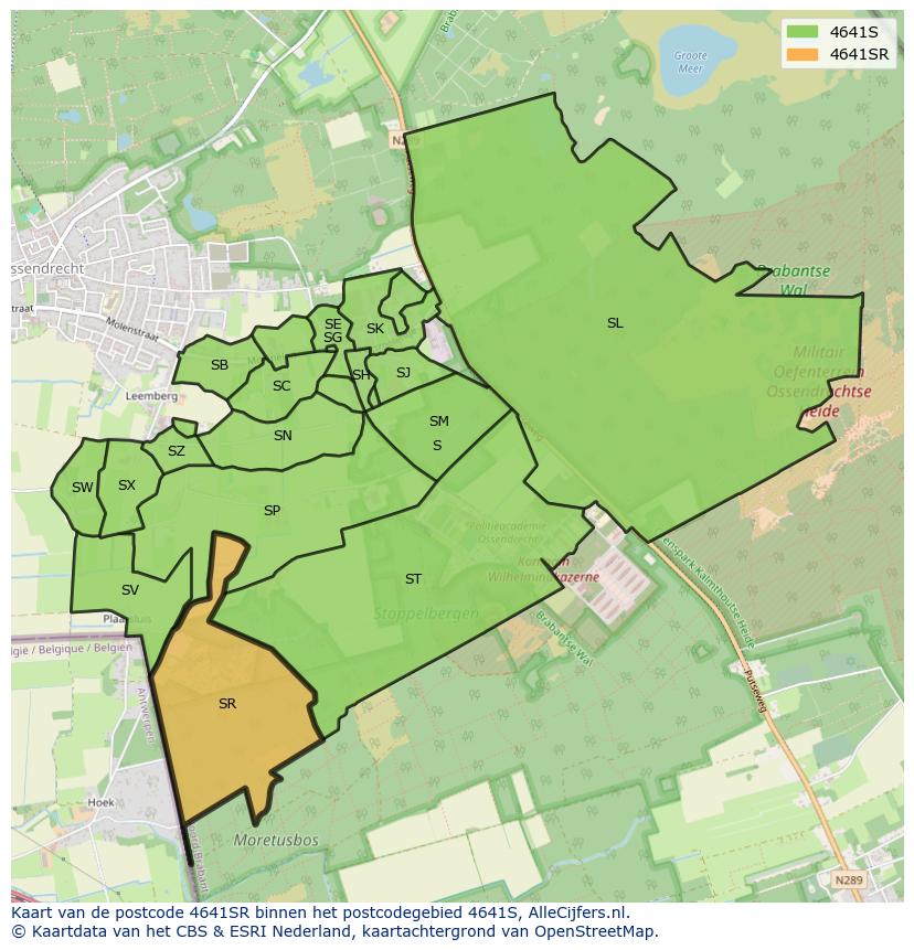 Afbeelding van het postcodegebied 4641 SR op de kaart.