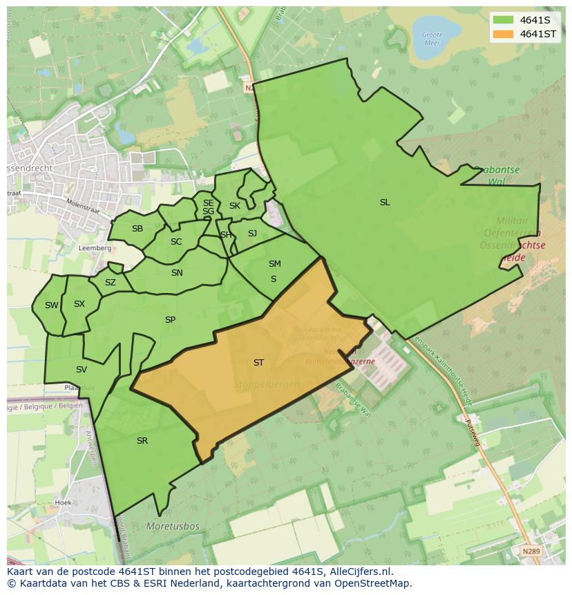 Afbeelding van het postcodegebied 4641 ST op de kaart.