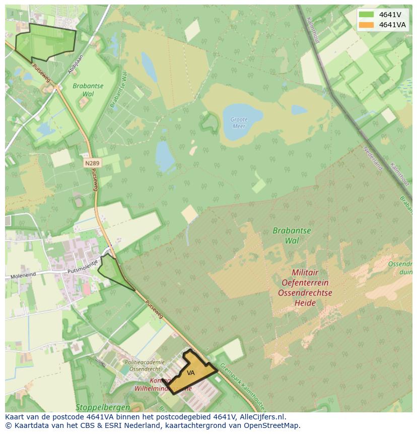 Afbeelding van het postcodegebied 4641 VA op de kaart.