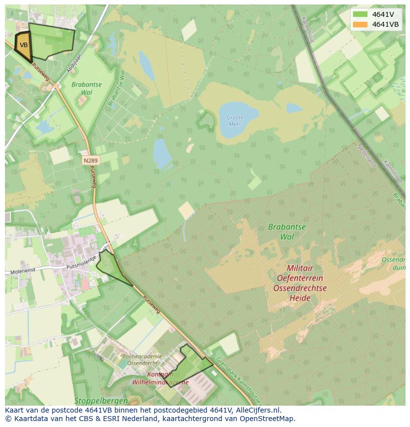Afbeelding van het postcodegebied 4641 VB op de kaart.