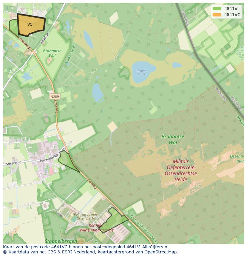 Afbeelding van het postcodegebied 4641 VC op de kaart.