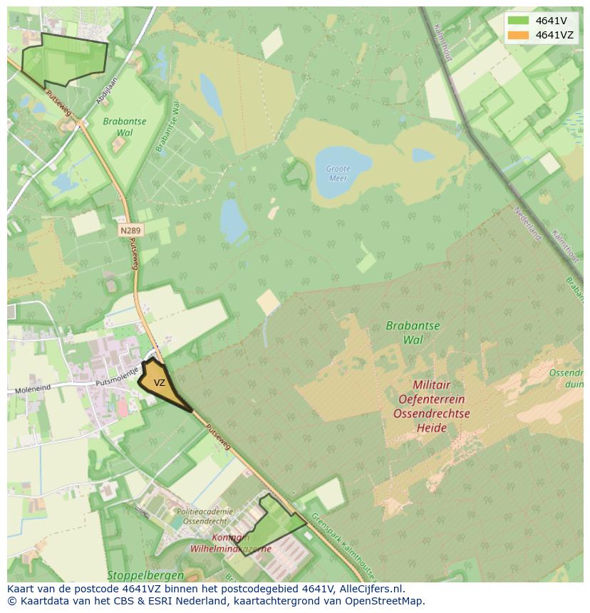 Afbeelding van het postcodegebied 4641 VZ op de kaart.