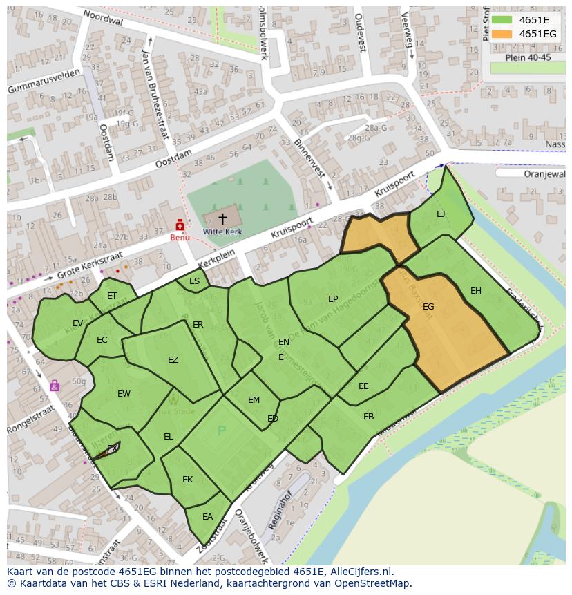 Afbeelding van het postcodegebied 4651 EG op de kaart.