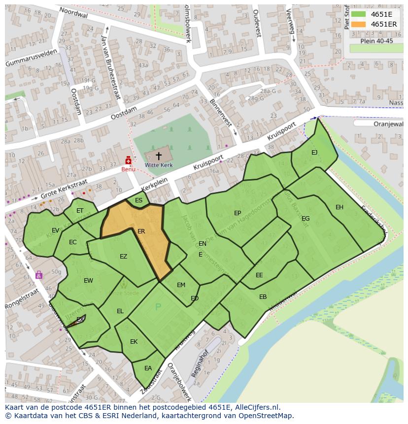 Afbeelding van het postcodegebied 4651 ER op de kaart.