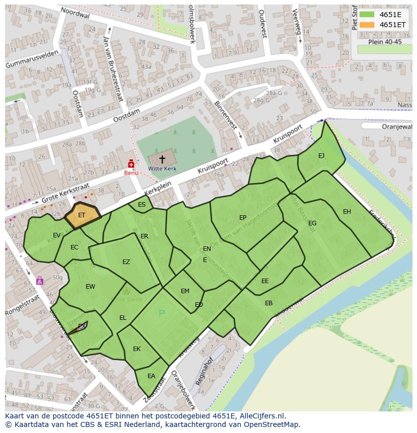 Afbeelding van het postcodegebied 4651 ET op de kaart.