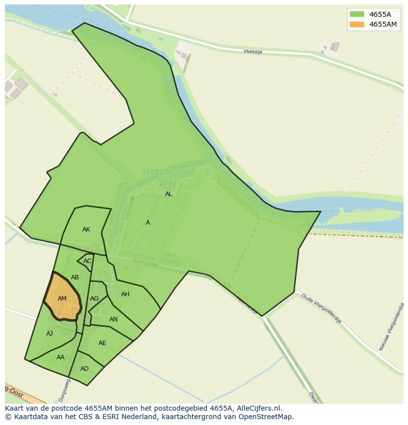 Afbeelding van het postcodegebied 4655 AM op de kaart.