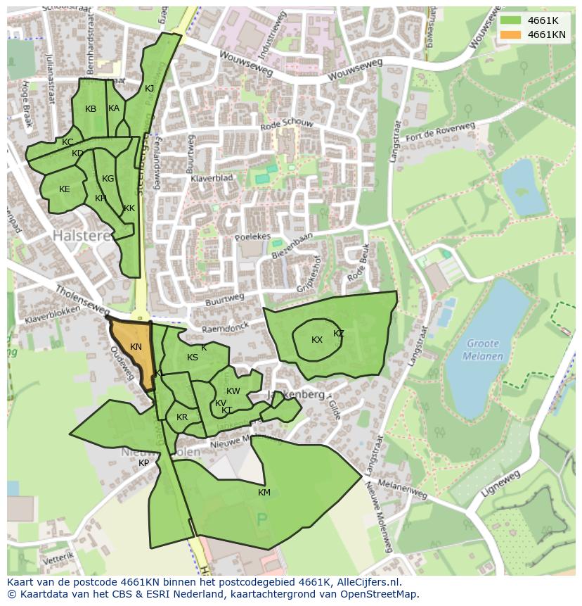 Afbeelding van het postcodegebied 4661 KN op de kaart.