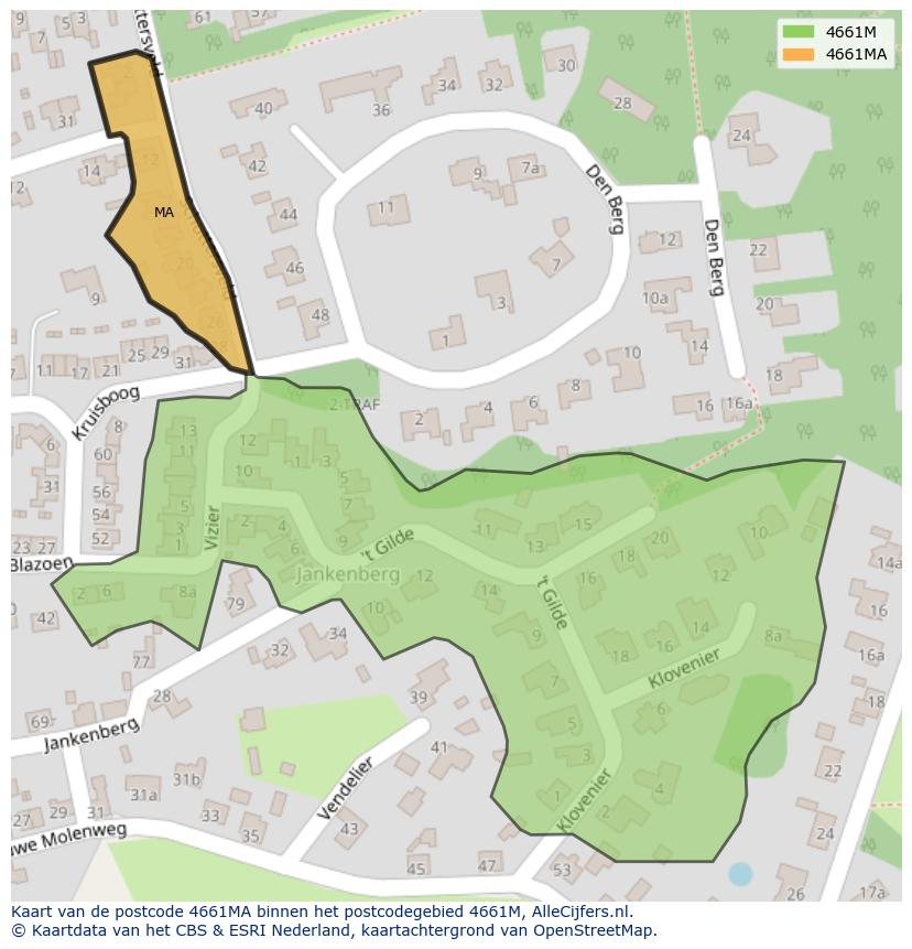 Afbeelding van het postcodegebied 4661 MA op de kaart.