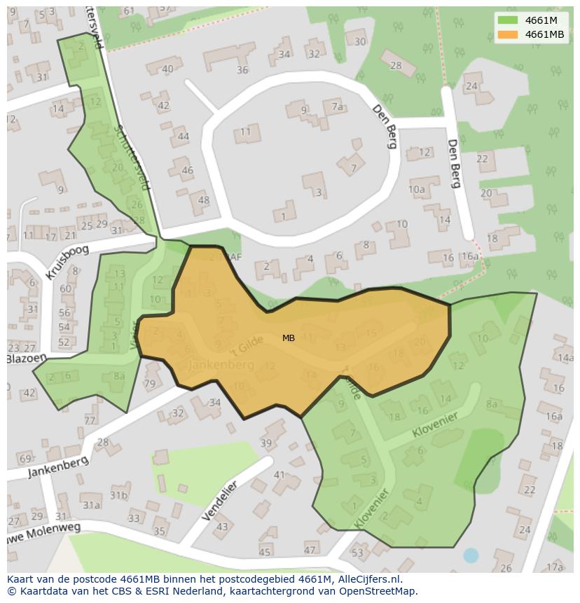 Afbeelding van het postcodegebied 4661 MB op de kaart.
