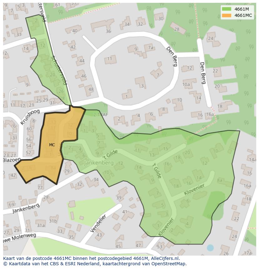 Afbeelding van het postcodegebied 4661 MC op de kaart.