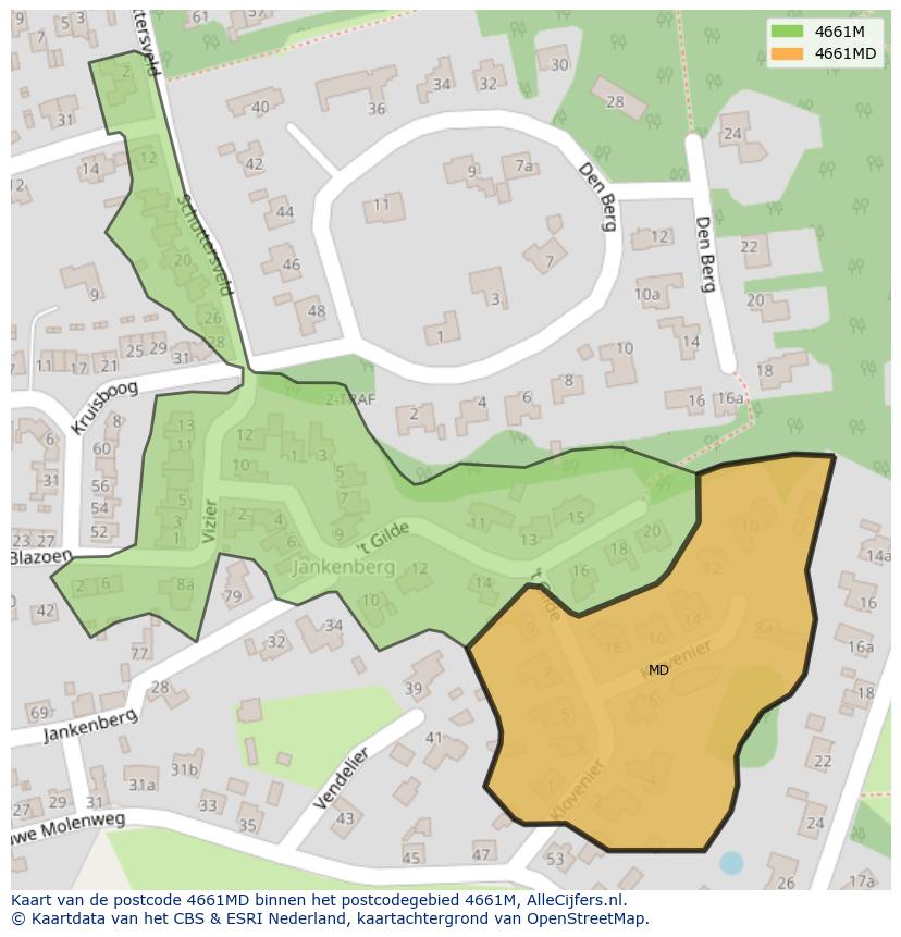 Afbeelding van het postcodegebied 4661 MD op de kaart.