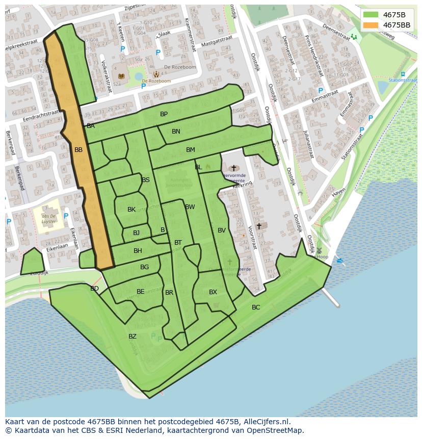 Afbeelding van het postcodegebied 4675 BB op de kaart.