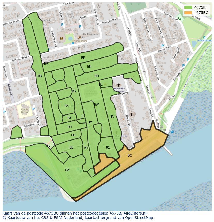 Afbeelding van het postcodegebied 4675 BC op de kaart.