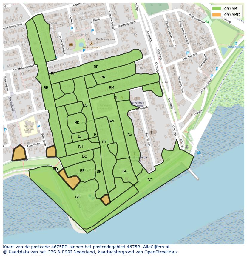 Afbeelding van het postcodegebied 4675 BD op de kaart.