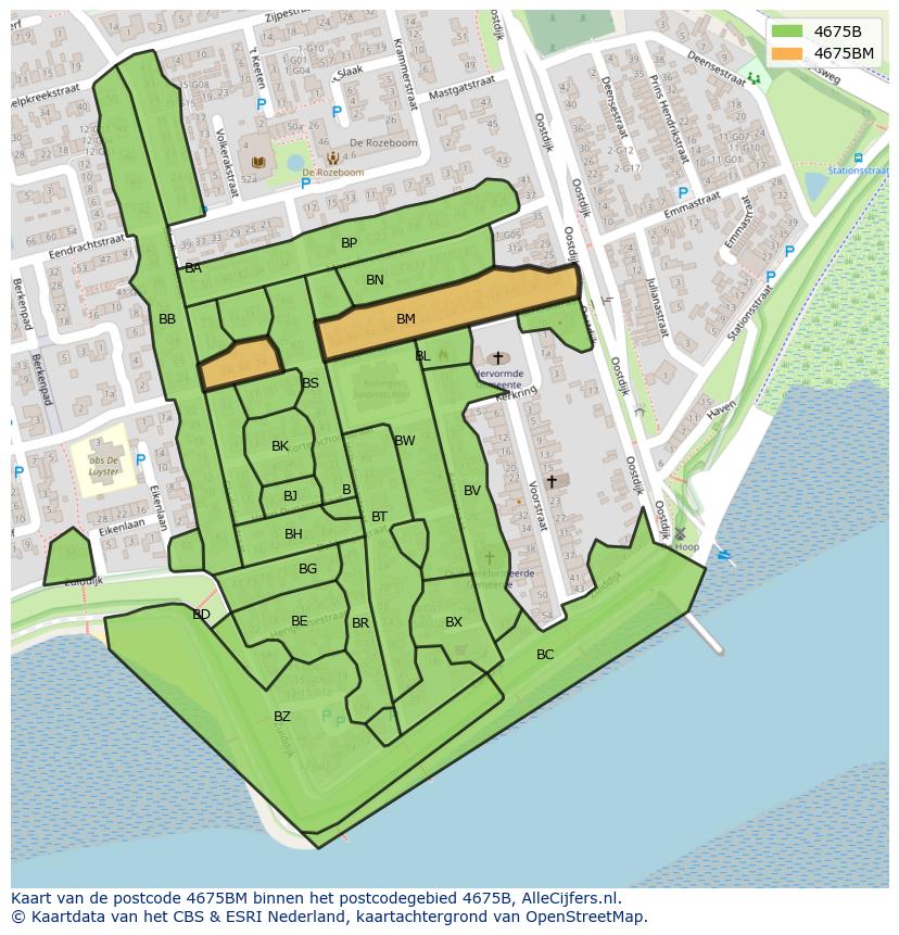 Afbeelding van het postcodegebied 4675 BM op de kaart.