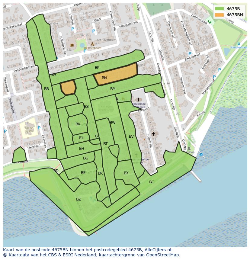 Afbeelding van het postcodegebied 4675 BN op de kaart.