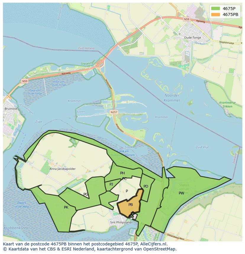 Afbeelding van het postcodegebied 4675 PB op de kaart.