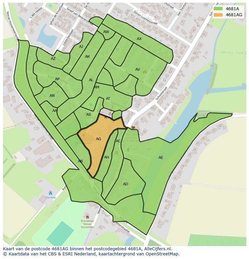 Afbeelding van het postcodegebied 4681 AG op de kaart.