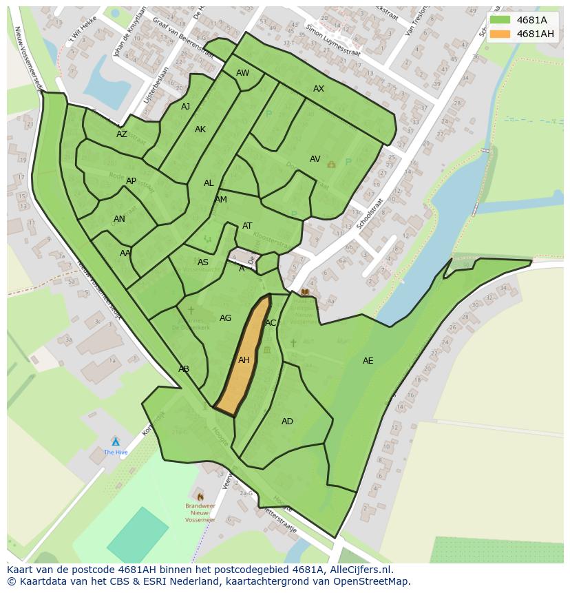 Afbeelding van het postcodegebied 4681 AH op de kaart.