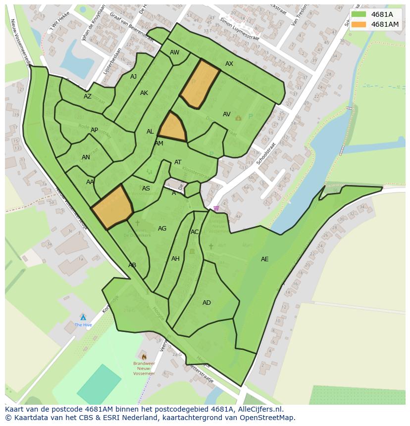 Afbeelding van het postcodegebied 4681 AM op de kaart.