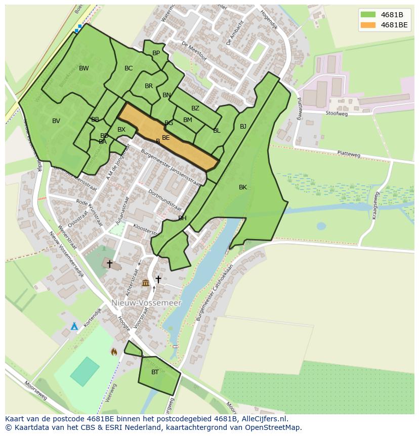 Afbeelding van het postcodegebied 4681 BE op de kaart.