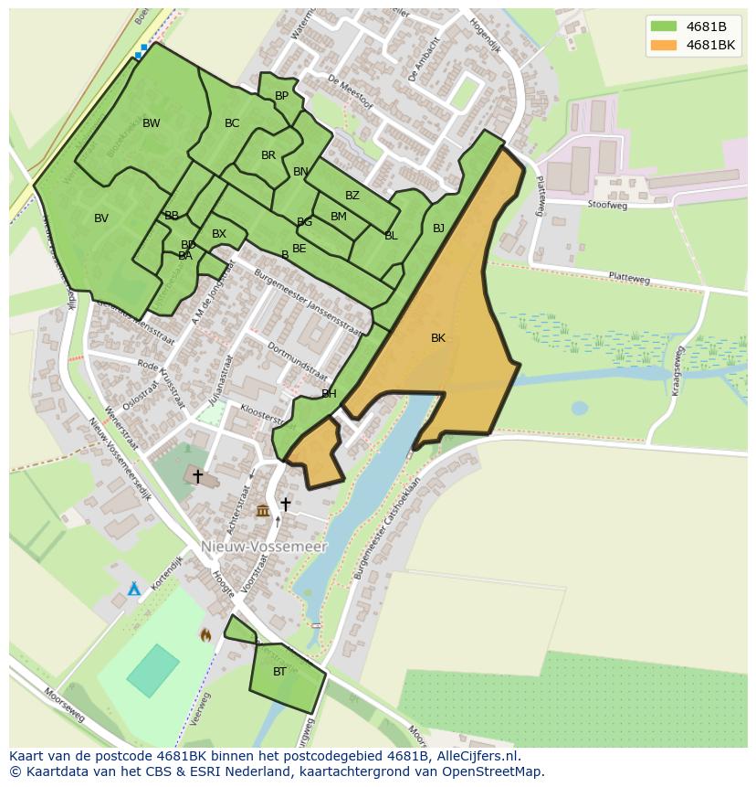 Afbeelding van het postcodegebied 4681 BK op de kaart.