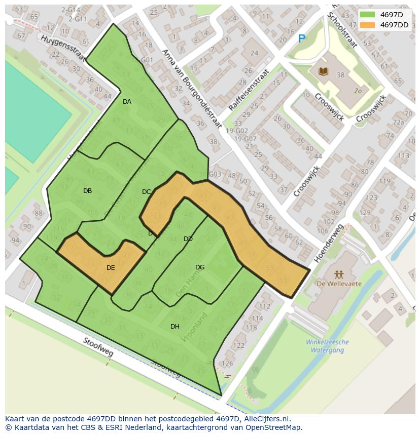 Afbeelding van het postcodegebied 4697 DD op de kaart.