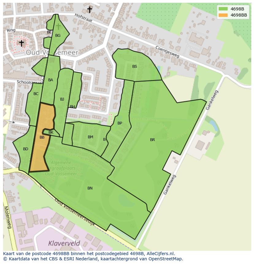Afbeelding van het postcodegebied 4698 BB op de kaart.