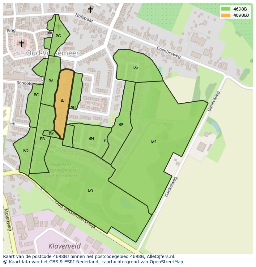 Afbeelding van het postcodegebied 4698 BJ op de kaart.