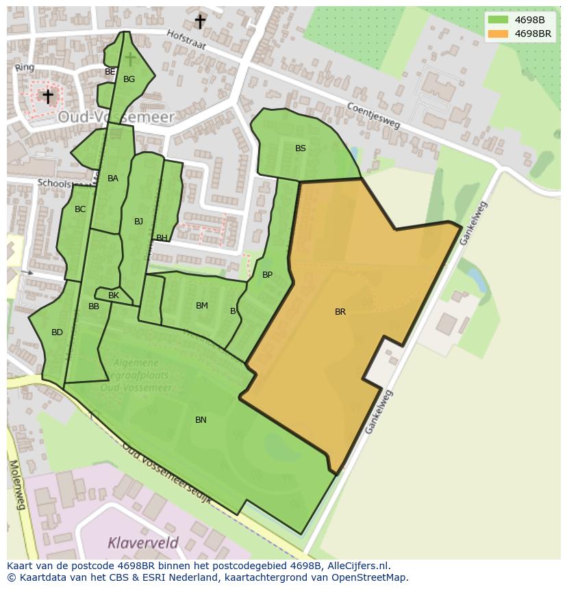 Afbeelding van het postcodegebied 4698 BR op de kaart.