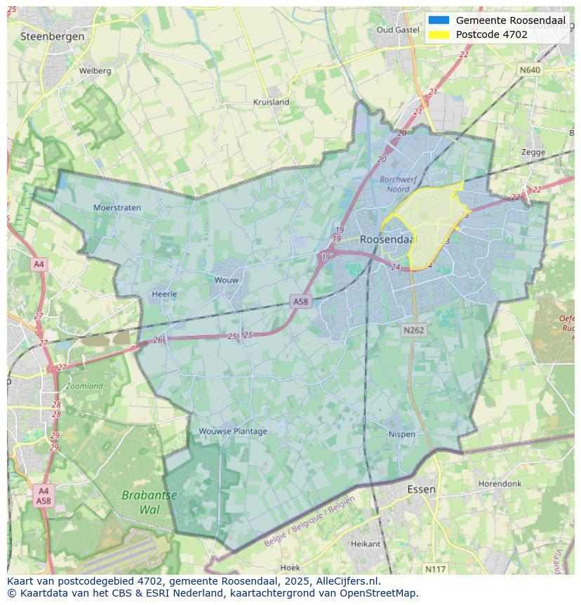Afbeelding van het postcodegebied 4702 op de kaart.