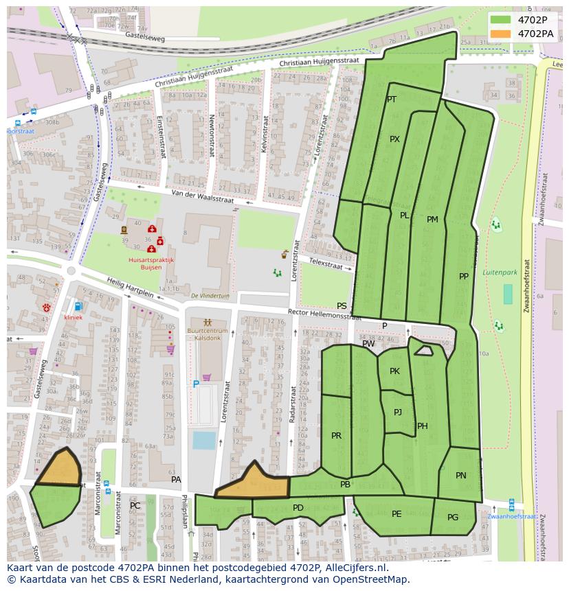 Afbeelding van het postcodegebied 4702 PA op de kaart.