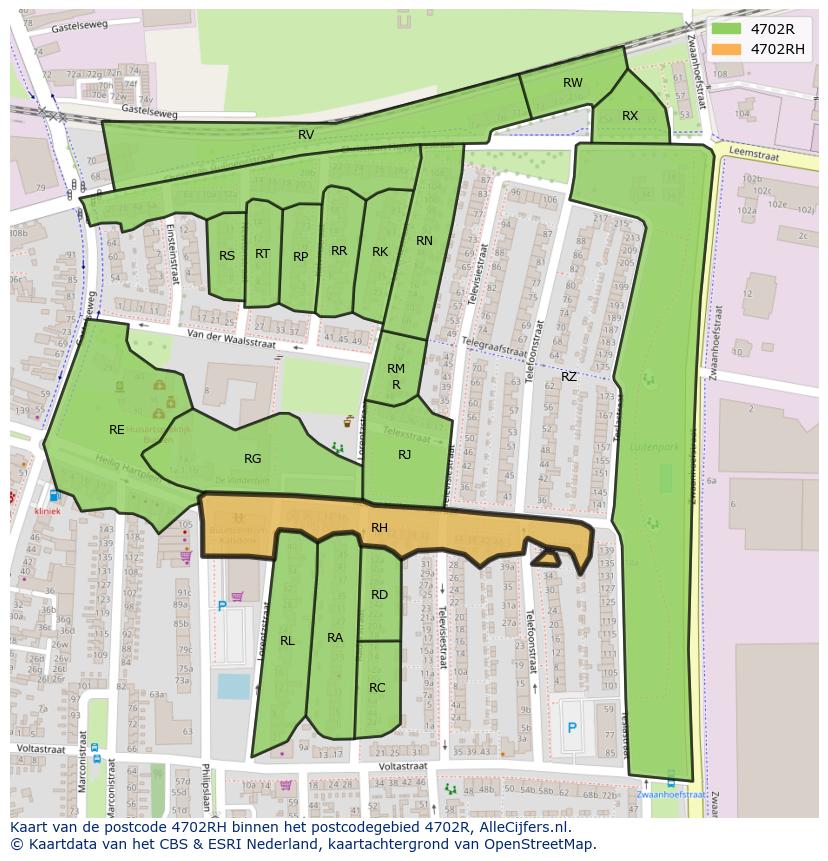 Afbeelding van het postcodegebied 4702 RH op de kaart.