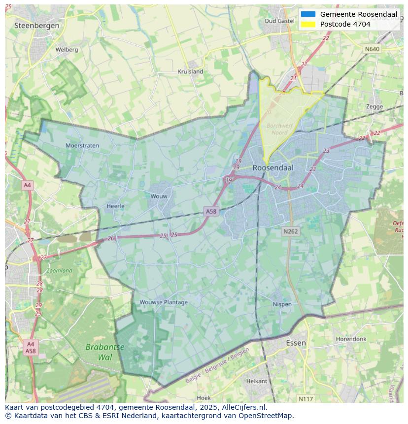 Afbeelding van het postcodegebied 4704 op de kaart.