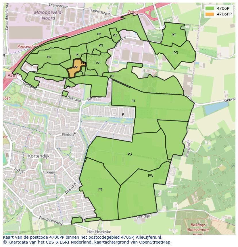 Afbeelding van het postcodegebied 4706 PP op de kaart.