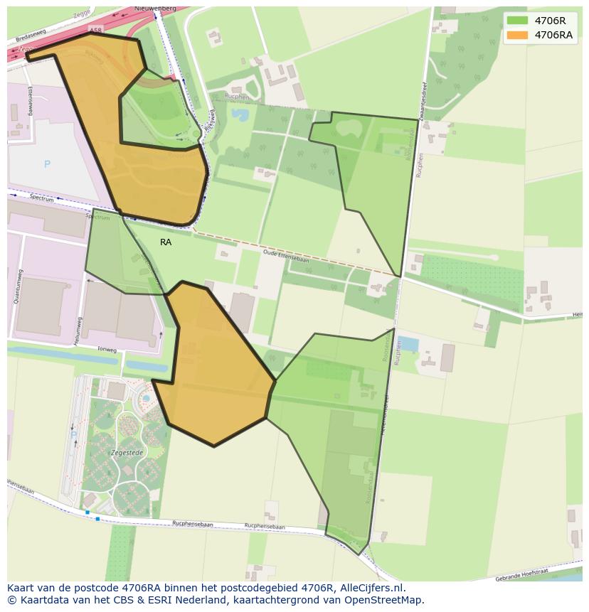Afbeelding van het postcodegebied 4706 RA op de kaart.