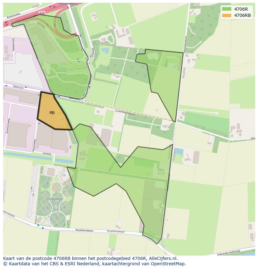 Afbeelding van het postcodegebied 4706 RB op de kaart.