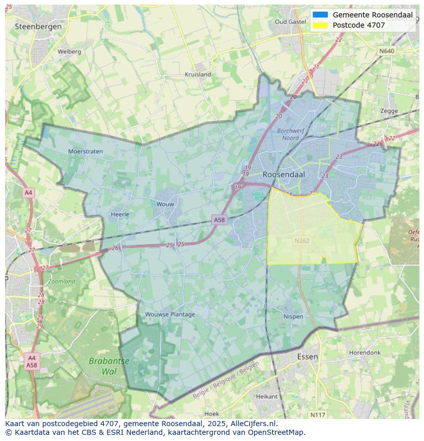 Afbeelding van het postcodegebied 4707 op de kaart.