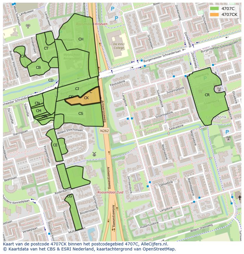 Afbeelding van het postcodegebied 4707 CK op de kaart.